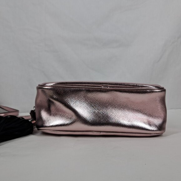 Victoria's Secret Metallic Rose Pink Small Crossbody Tassel Purse Clutch - Picture 7 of 15